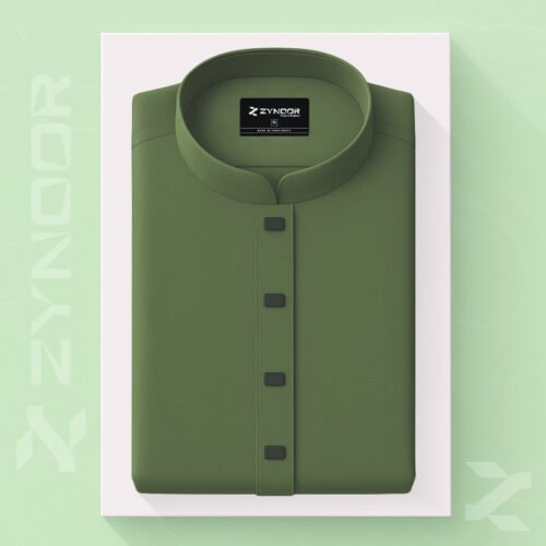 Zynoor Premium Microstitch Solid Panjabi – Olive