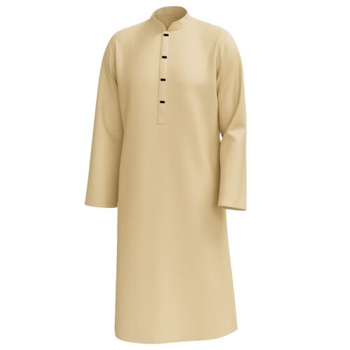 Zynoor Premium Microstitch Solid Panjabi – Cream